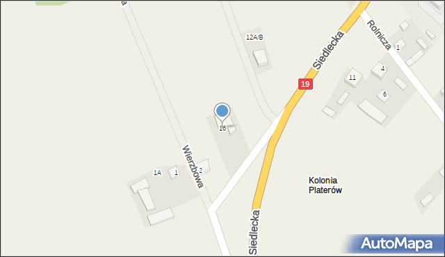 Platerów, Siedlecka, 16, mapa Platerów