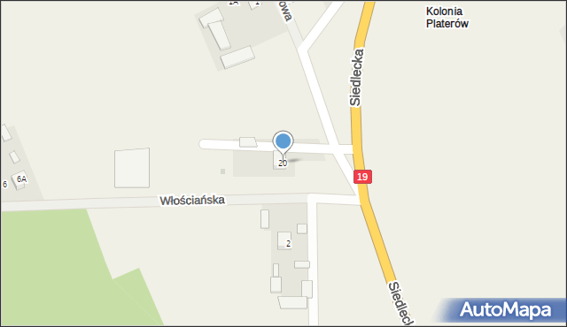 Platerów, Siedlecka, 20, mapa Platerów