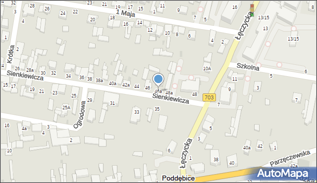 Poddębice, Sienkiewicza Henryka, 46a, mapa Poddębice