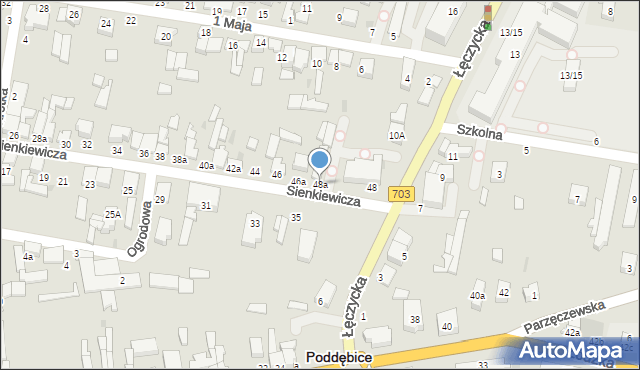 Poddębice, Sienkiewicza Henryka, 48a, mapa Poddębice