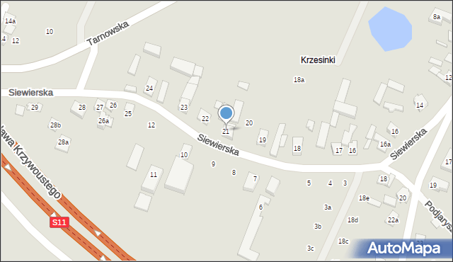 Poznań, Siewierska, 21, mapa Poznania