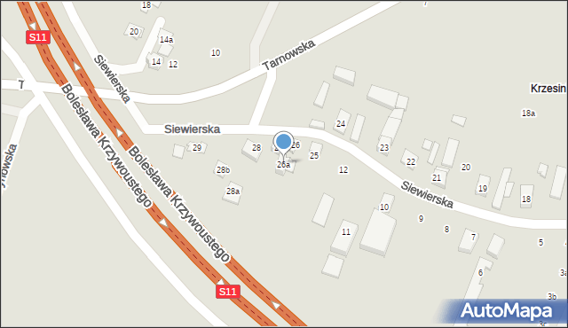 Poznań, Siewierska, 26a, mapa Poznania