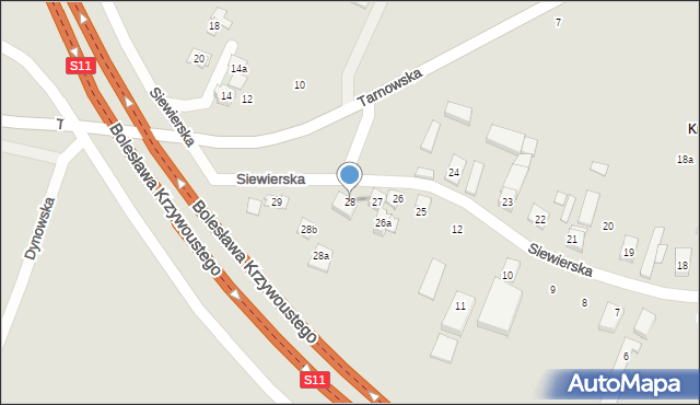 Poznań, Siewierska, 28, mapa Poznania