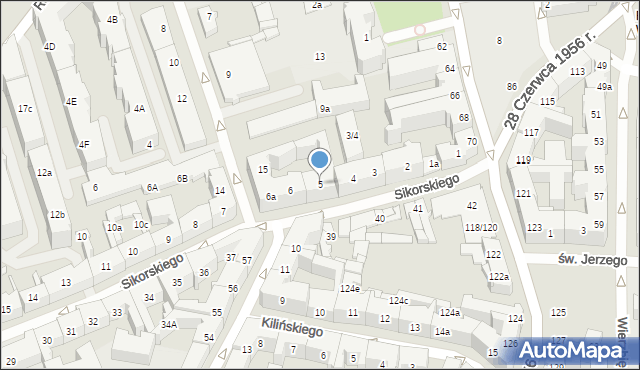 Poznań, Sikorskiego Władysława, gen., 5, mapa Poznania