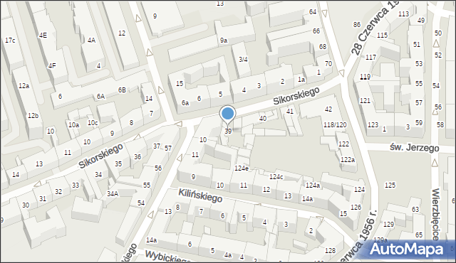 Poznań, Sikorskiego Władysława, gen., 39, mapa Poznania