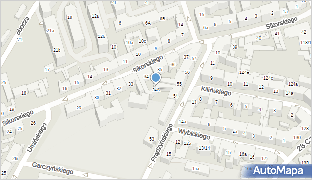 Poznań, Sikorskiego Władysława, gen., 34A, mapa Poznania