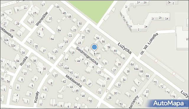 Poznań, Siedmiogrodzka, 5, mapa Poznania