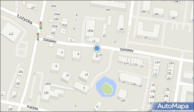 Poznań, Sielawy, 12, mapa Poznania