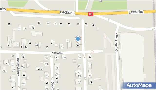 Poznań, Siewna, 23, mapa Poznania