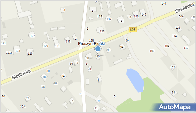 Pruszyn-Pieńki, Siedlecka, 90, mapa Pruszyn-Pieńki