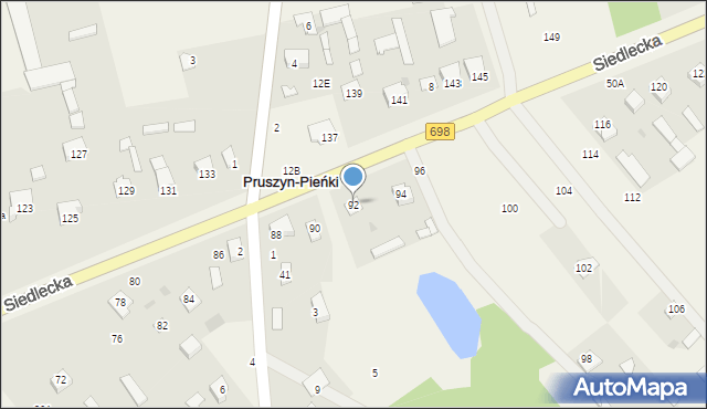 Pruszyn-Pieńki, Siedlecka, 92, mapa Pruszyn-Pieńki