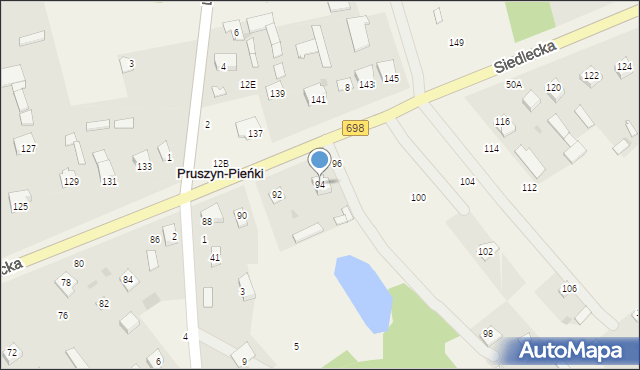 Pruszyn-Pieńki, Siedlecka, 94, mapa Pruszyn-Pieńki