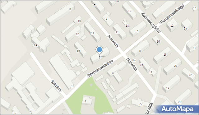 Puławy, Sieroszewskiego Wacława, 3, mapa Puław