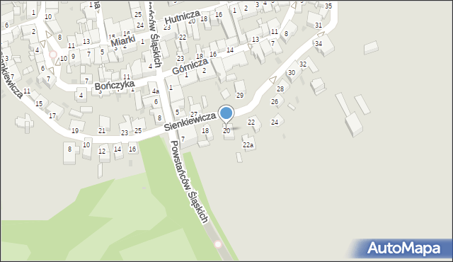 Pyskowice, Sienkiewicza Henryka, 20, mapa Pyskowice