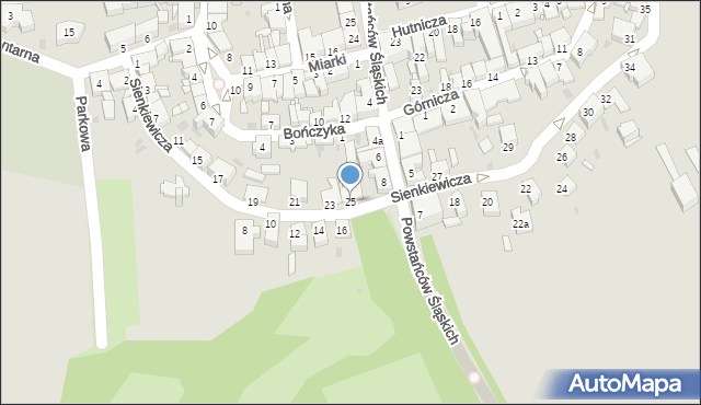 Pyskowice, Sienkiewicza Henryka, 25, mapa Pyskowice