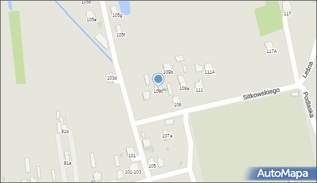 Radzyń Podlaski, Sitkowskiego, 109c, mapa Radzyń Podlaski