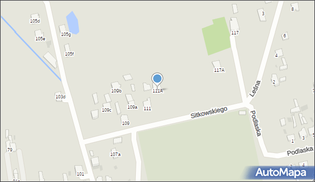 Radzyń Podlaski, Sitkowskiego, 111A, mapa Radzyń Podlaski