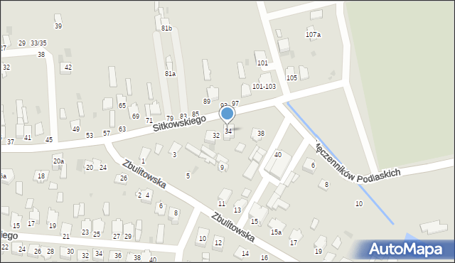 Radzyń Podlaski, Sitkowskiego, 34, mapa Radzyń Podlaski