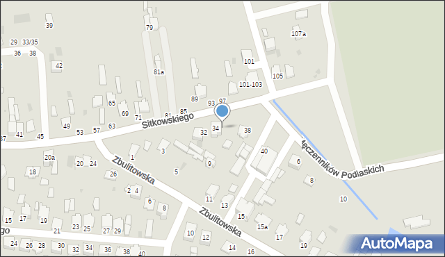 Radzyń Podlaski, Sitkowskiego, 36, mapa Radzyń Podlaski