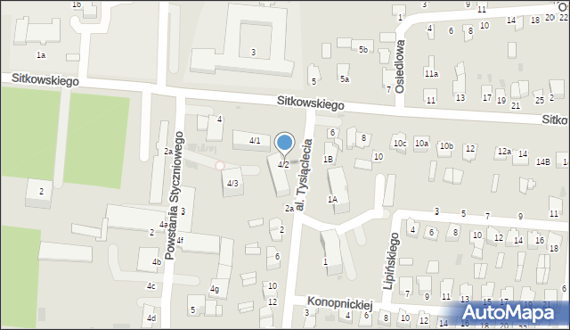 Radzyń Podlaski, Sitkowskiego, 4/2, mapa Radzyń Podlaski