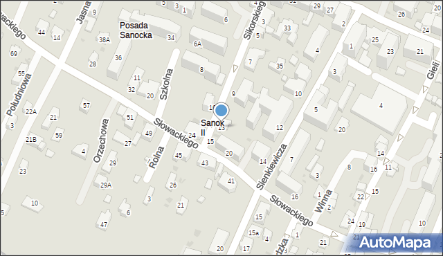 Sanok, Sikorskiego Władysława, gen., 13, mapa Sanok