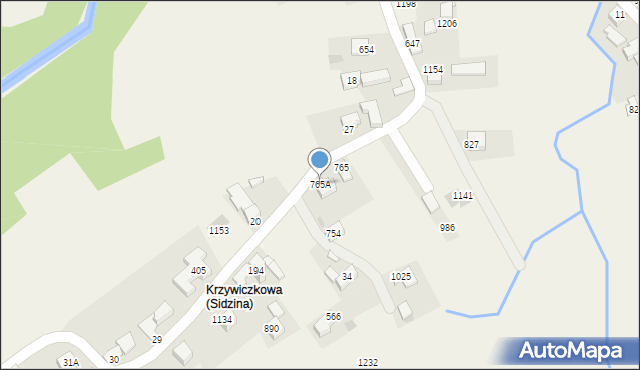 Sidzina, Sidzina, 765A, mapa Sidzina