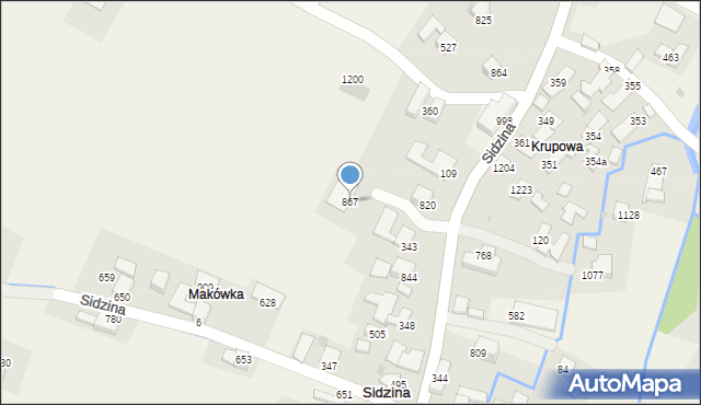 Sidzina, Sidzina, 867, mapa Sidzina