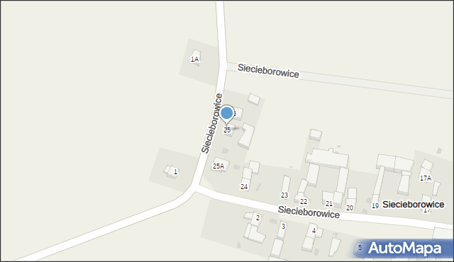 Siecieborowice, Siecieborowice, 25, mapa Siecieborowice