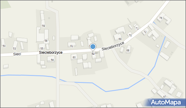 Siecieborzyce, Siecieborzyce, 64, mapa Siecieborzyce