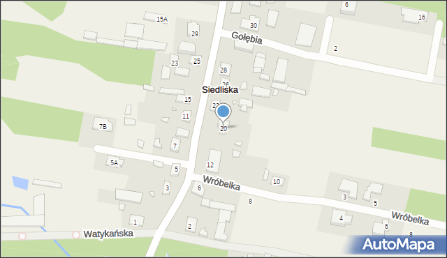 Siedliska, Sielska, 20, mapa Siedliska