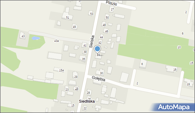 Siedliska, Sielska, 38, mapa Siedliska