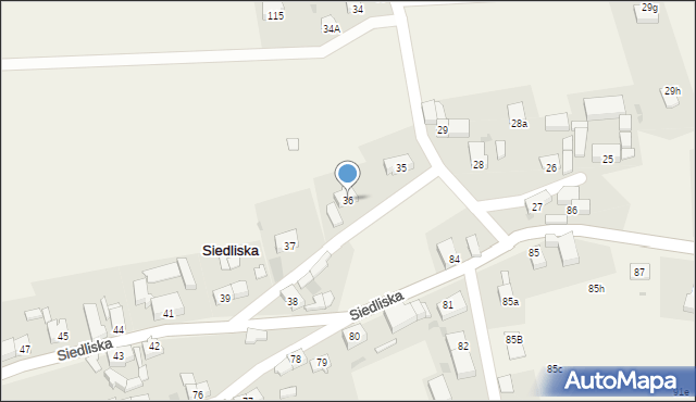 Siedliska, Siedliska, 36, mapa Siedliska