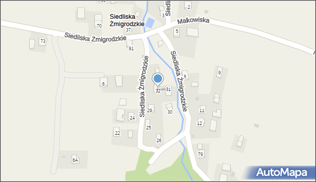 Siedliska Żmigrodzkie, Siedliska Żmigrodzkie, 32, mapa Siedliska Żmigrodzkie