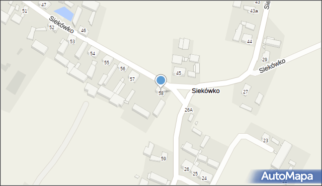 Siekówko, Siekówko, 58, mapa Siekówko