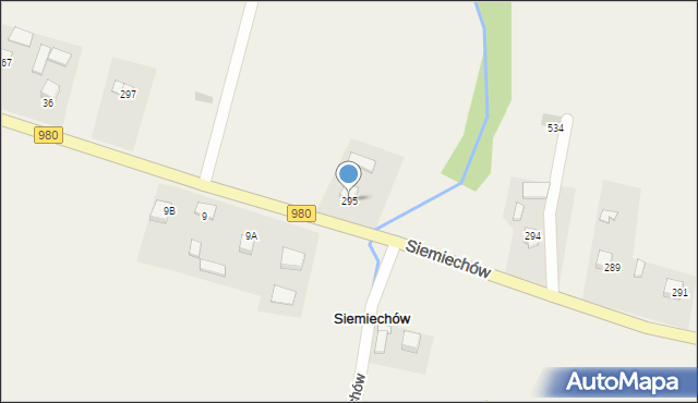 Siemiechów, Siemiechów, 295, mapa Siemiechów