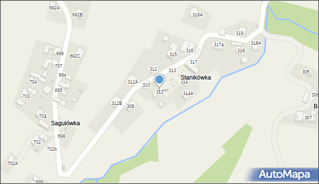 Sieniawa, Sieniawa, 311, mapa Sieniawa