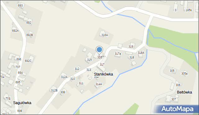 Sieniawa, Sieniawa, 316, mapa Sieniawa