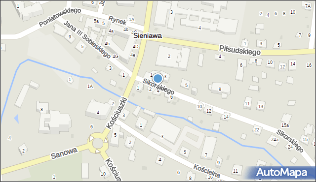 Sieniawa, Sikorskiego Władysława, gen., 4, mapa Sieniawa