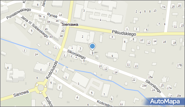 Sieniawa, Sikorskiego Władysława, gen., 5, mapa Sieniawa