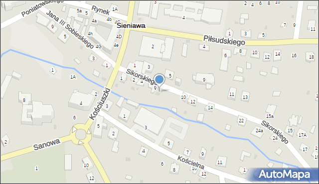 Sieniawa, Sikorskiego Władysława, gen., 8, mapa Sieniawa