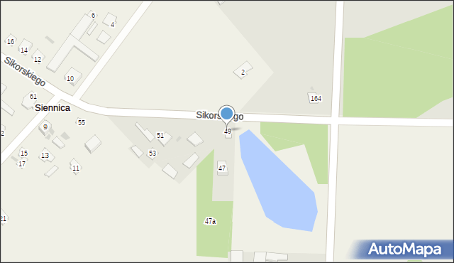 Siennica, Sikorskiego Władysława, gen., 49, mapa Siennica