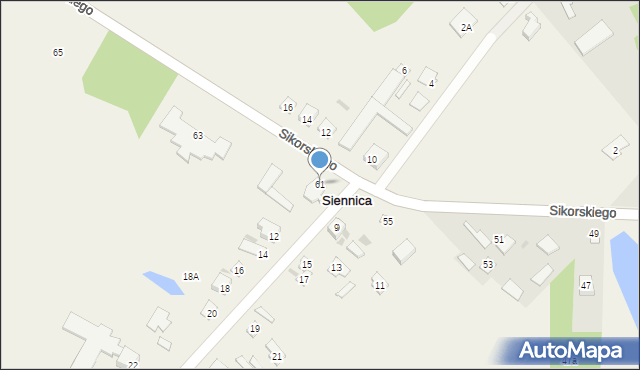 Siennica, Sikorskiego Władysława, gen., 61, mapa Siennica