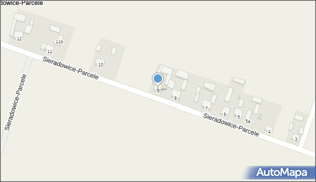 Sieradowice-Parcele, Sieradowice-Parcele, 9, mapa Sieradowice-Parcele