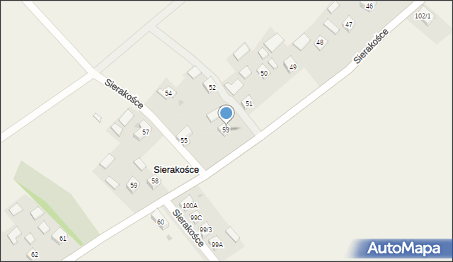 Sierakośce, Sierakośce, 53, mapa Sierakośce