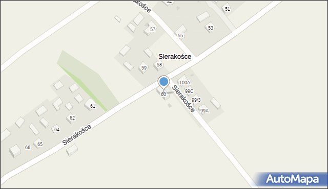 Sierakośce, Sierakośce, 60, mapa Sierakośce