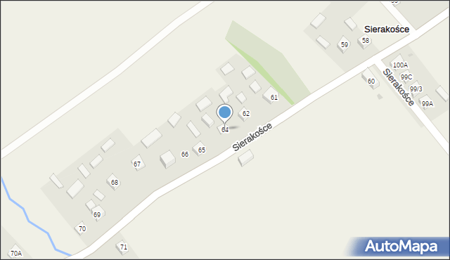 Sierakośce, Sierakośce, 64, mapa Sierakośce
