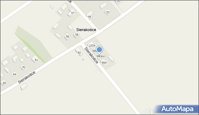 Sierakośce, Sierakośce, 99B, mapa Sierakośce