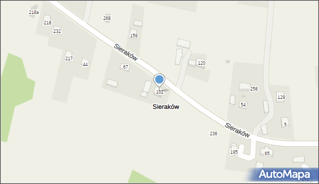 Sieraków, Sieraków, 102, mapa Sieraków