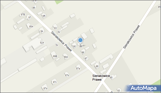 Sierakowice Prawe, Sierakowice Prawe, 89, mapa Sierakowice Prawe