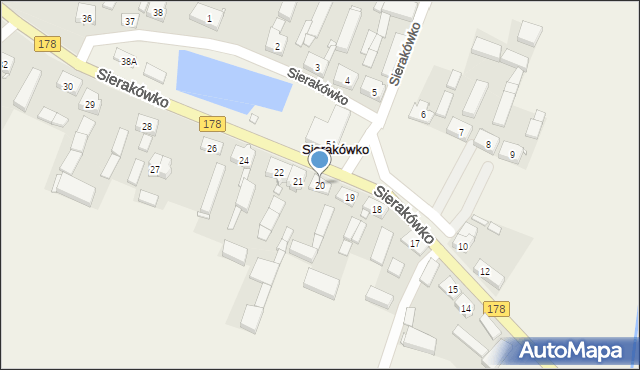 Sierakówko, Sierakówko, 20, mapa Sierakówko